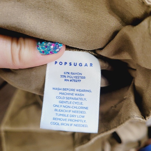 NWT Popsugar Women's Brown High‎ Rise Tie Waist Tapered Ankle Pants. Size M - Picture 9 of 9